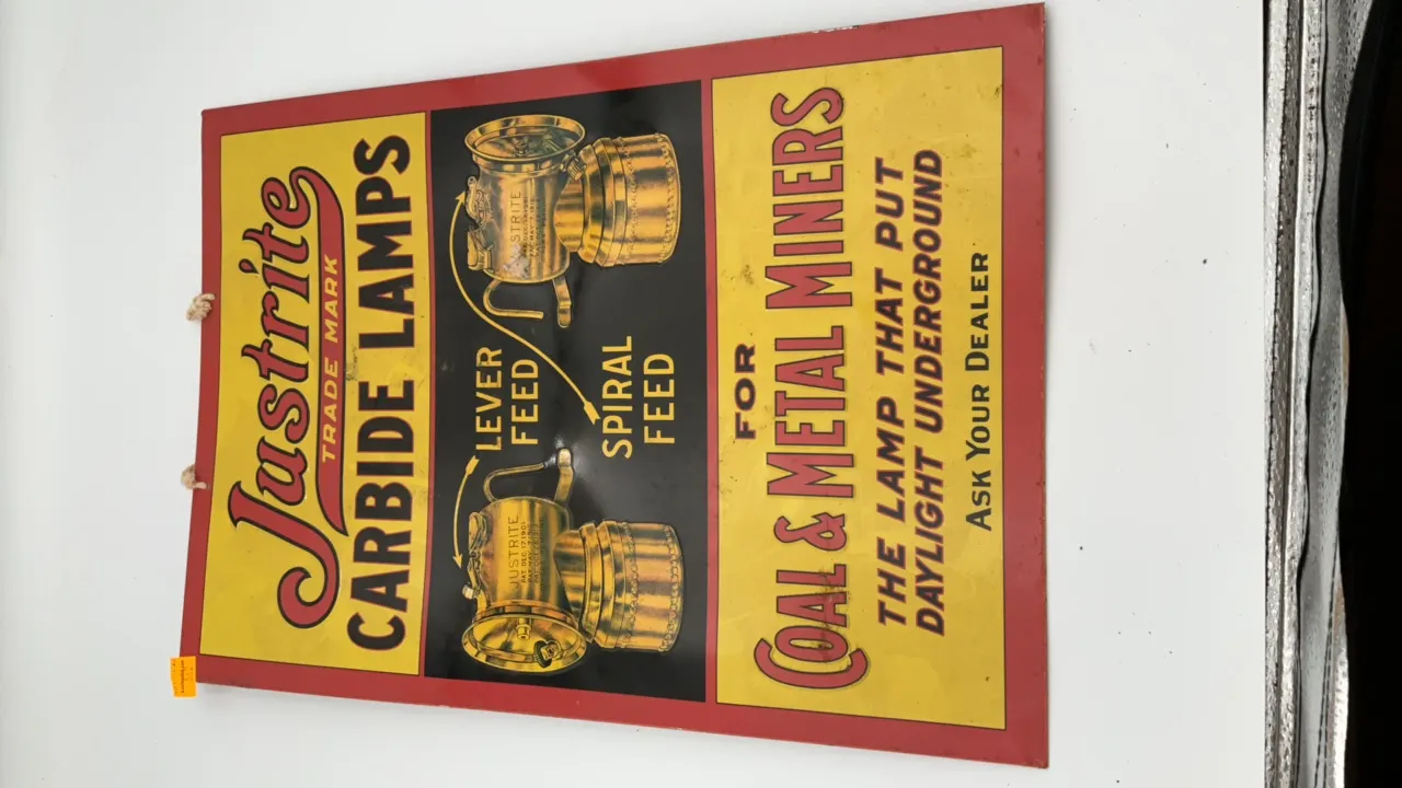 Metal Just Rite Carbide Lamps Sign (1993)