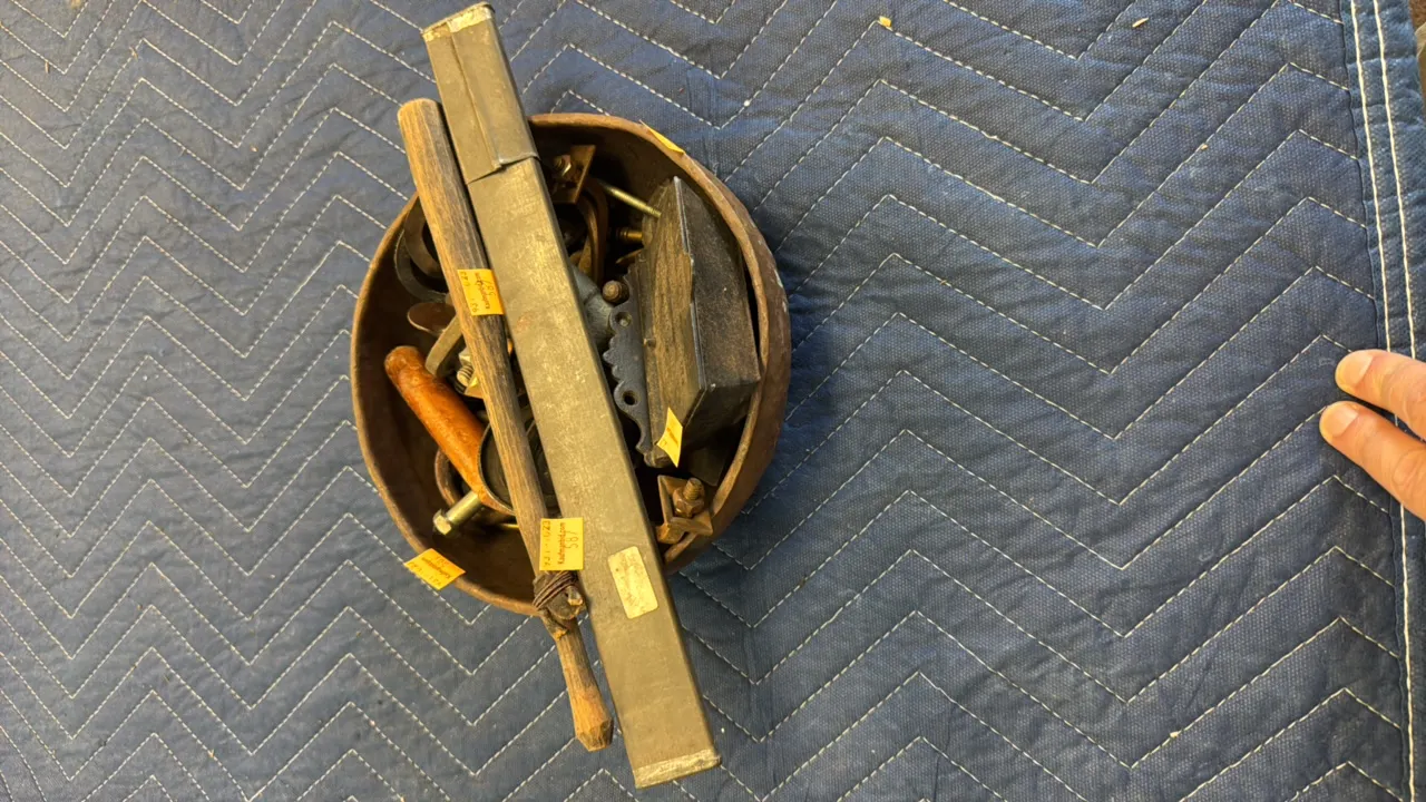 Copper Bowl with Contents of Copper, Steel and Brass Items