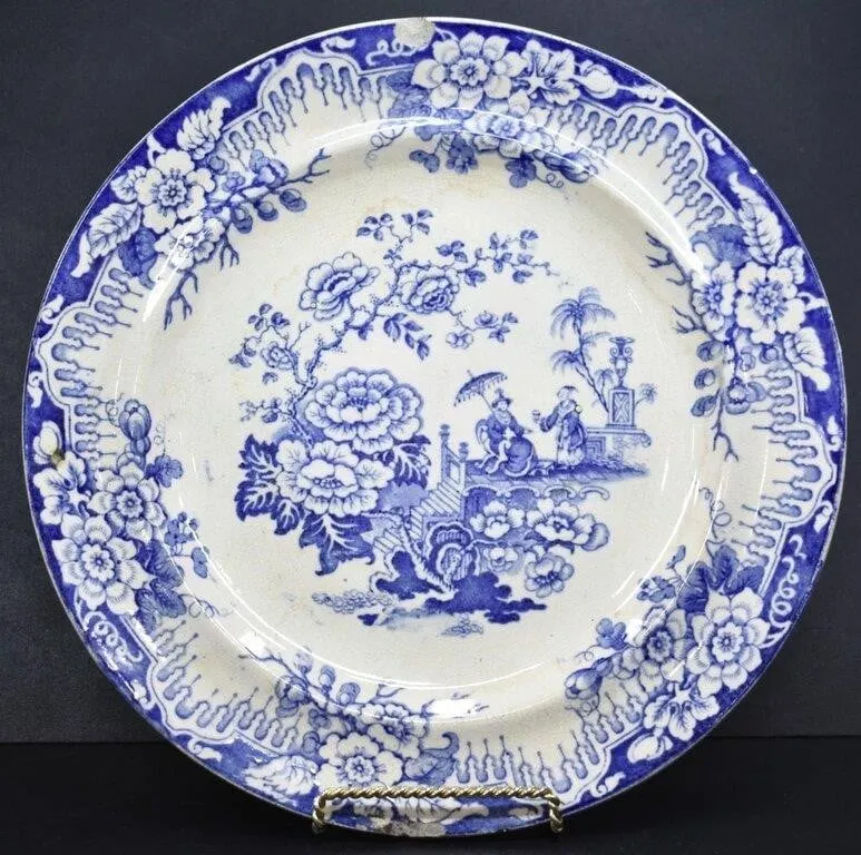 19TH CENT. TRANSFERWARE DECORATIVE PLATE
