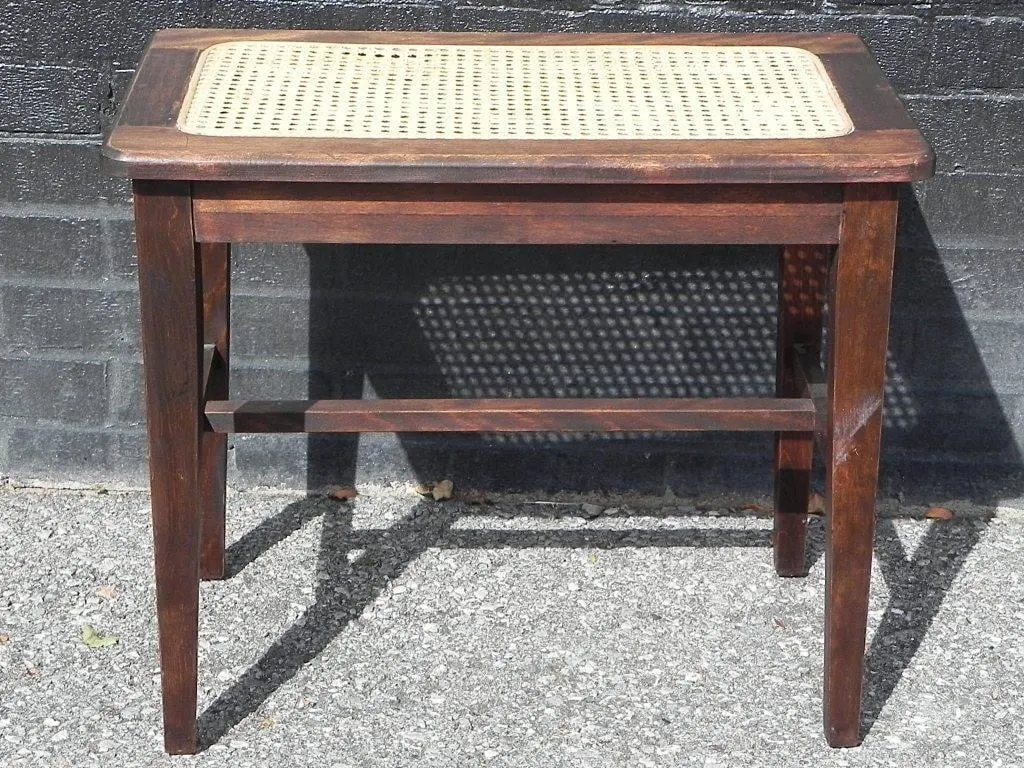 VINTAGE CANE TOP PIANO / VANITY BENCH