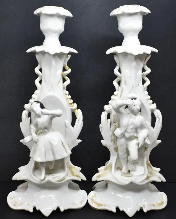 CERAMIC DANCING FIGURE CANDLE HOLDERS