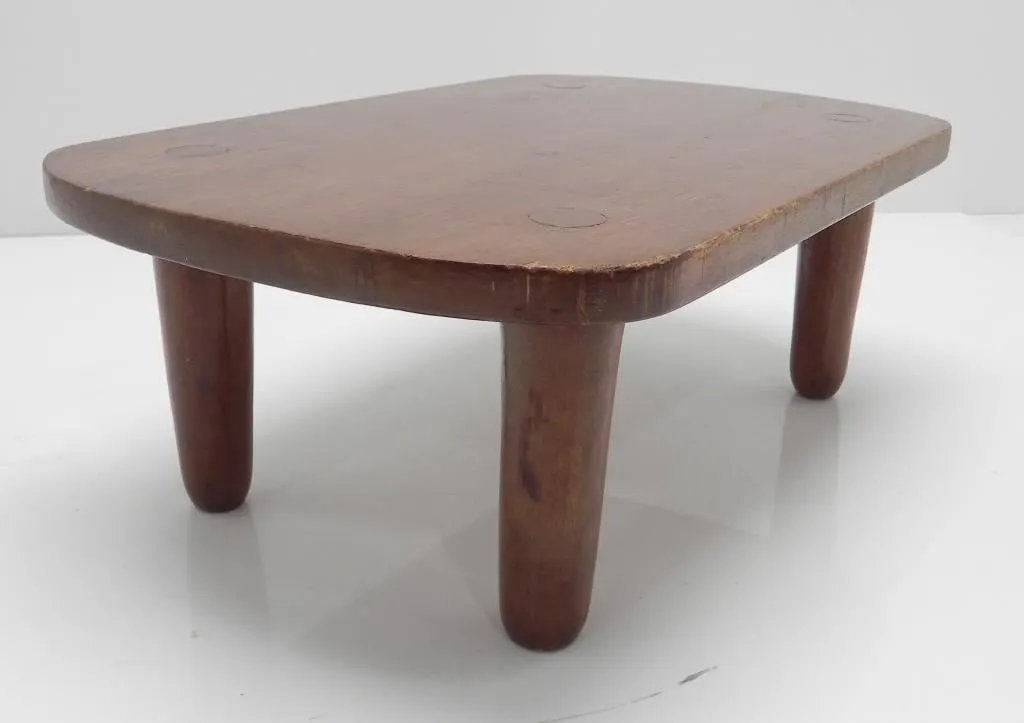 RUSTIC WOODEN LOW STOOL 17.5"W11.5"D6.5"T