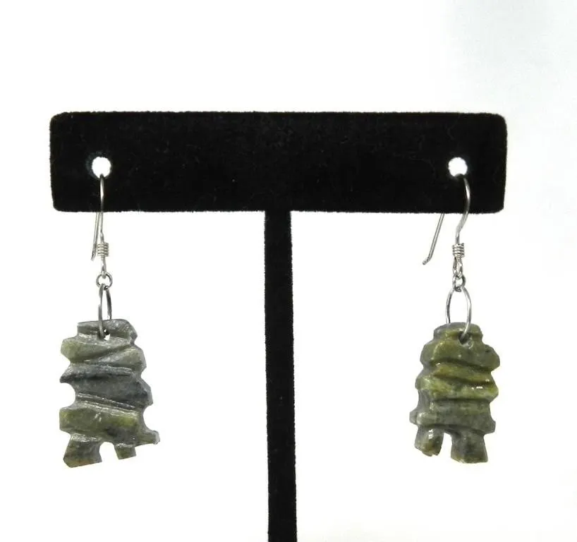 CARVED INUKSUK EARRINGS WITH 925 SILVER HOOKS 5.0g