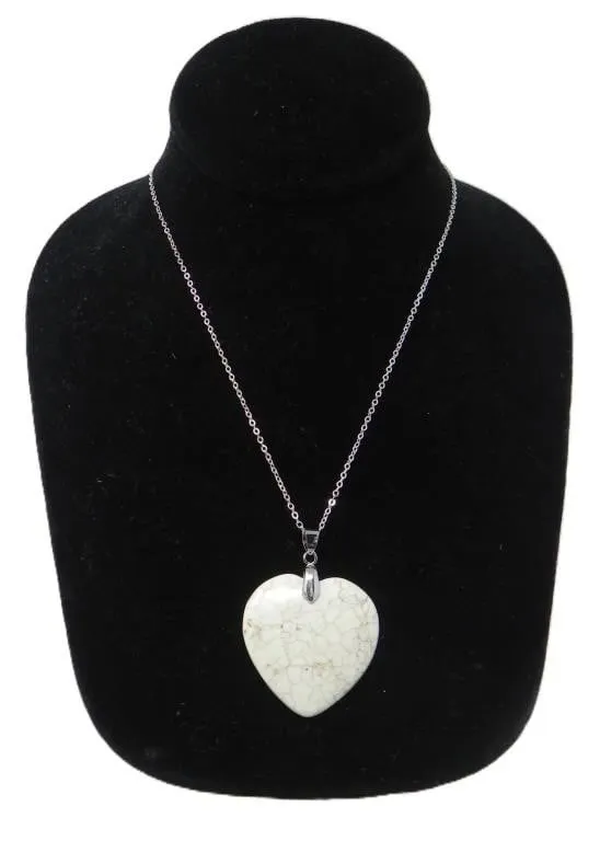 WHITE HEART PENDANT WITH 925 SILVER CHAIN