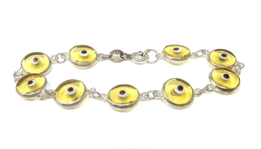 CHILDREN'S 925 SILVER EVIL EYE BRACELET 4.39g