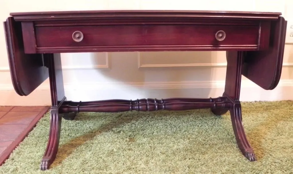 DUNCAN PHYFE STYLE MAHOGANY DROP LEAF SOFA TABLE