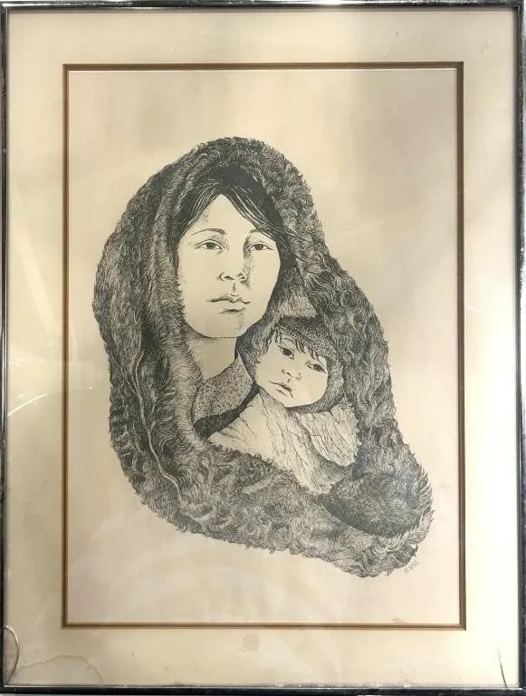 RENALS INUIT MOTHER & CHILD LITHOGRAPHIC PRINT