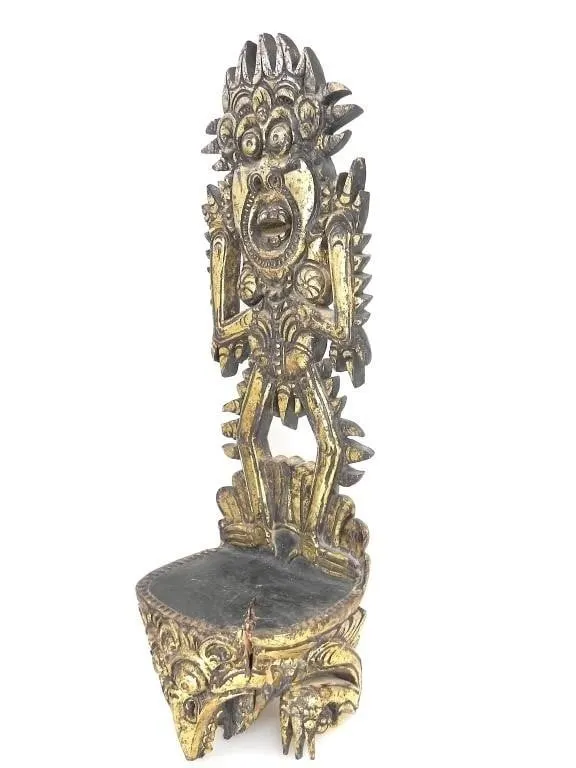 INDONESIAN CARVED WOOD WALL SHELF