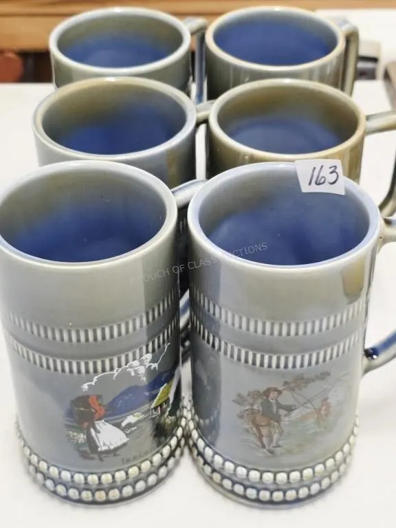 Six Irish Pottery Steins