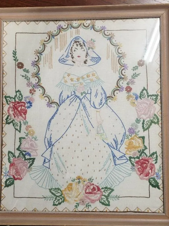 Framed Vintage Needlework