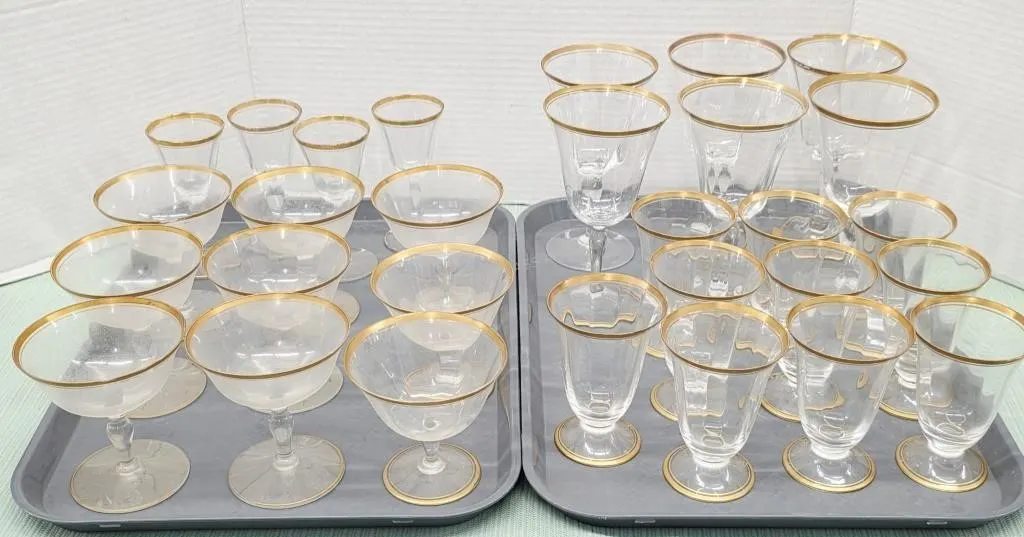 Gold Trim Stemware Lot