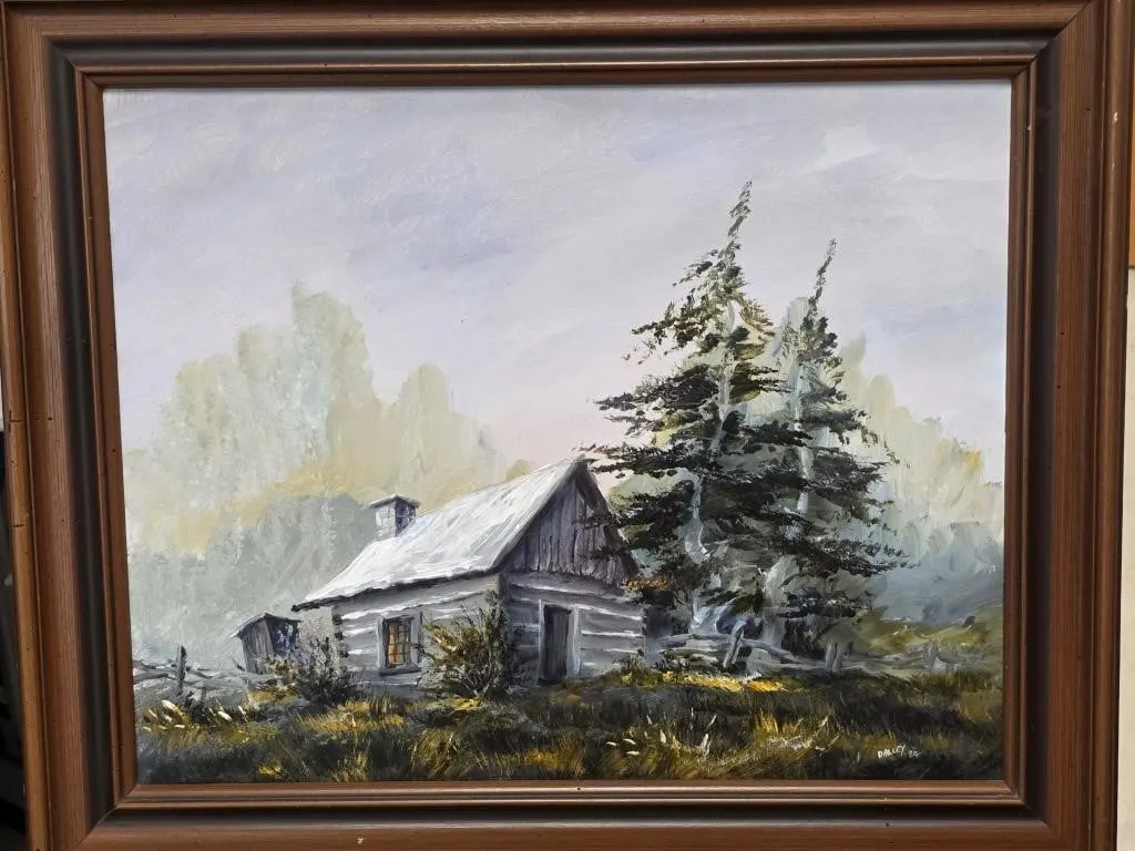 Cabin in Woods Oil on Board