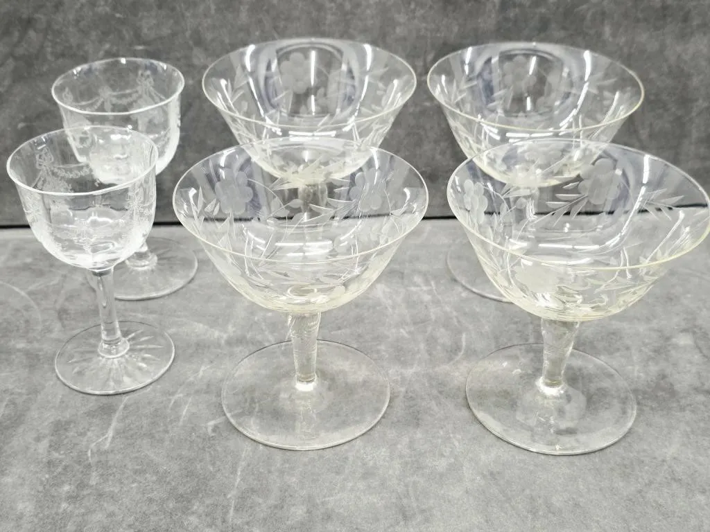 Etched Stemware Lot