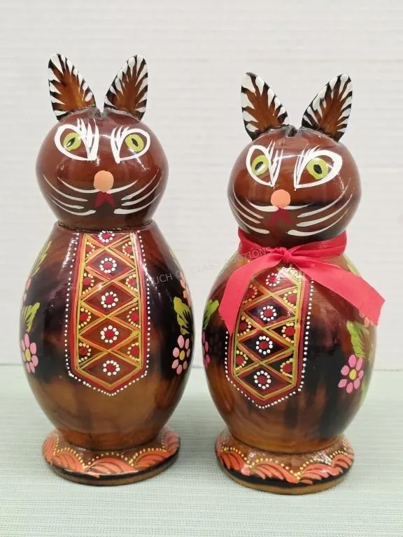 Hand Painted Wooden Kitty Banks