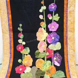 "Hollyhocks at Midnight" Quilted Wall Hanging