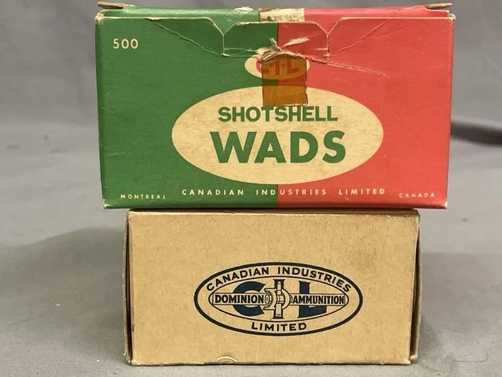 Open boxes of cardboard shotshell wads. CIL