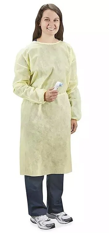 Medium Weight Isolation Gown Knit Cuffs Yellow