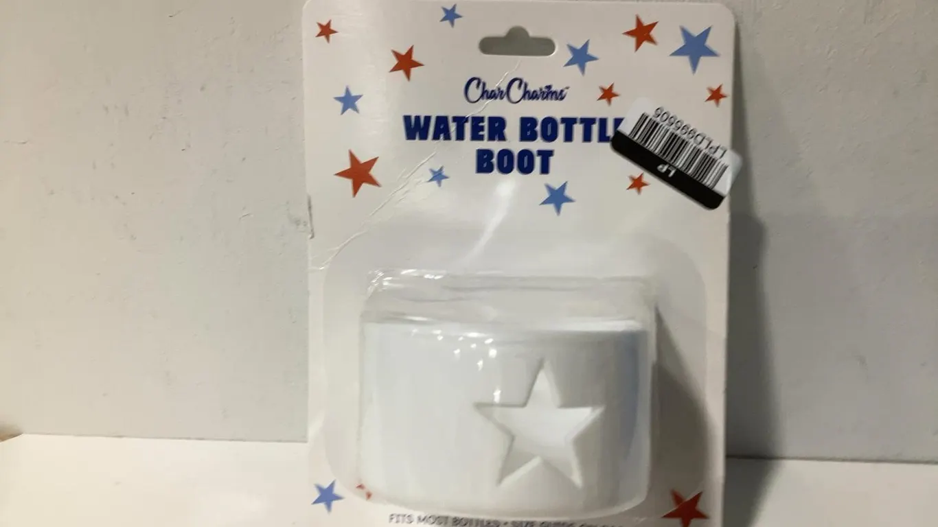 CharCharms Water Bottle Boot White Star Design