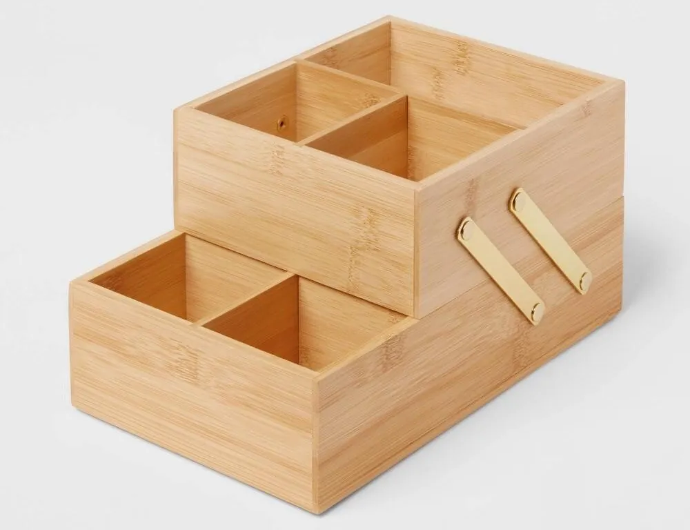 Brightroom Bamboo 10x6x5 Hinged Cosmetic Organizer