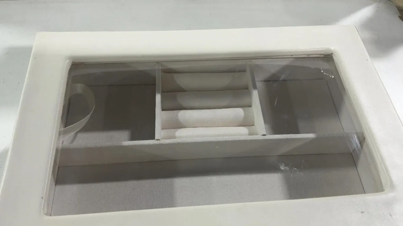 White Jewelry Box With Glass Lid