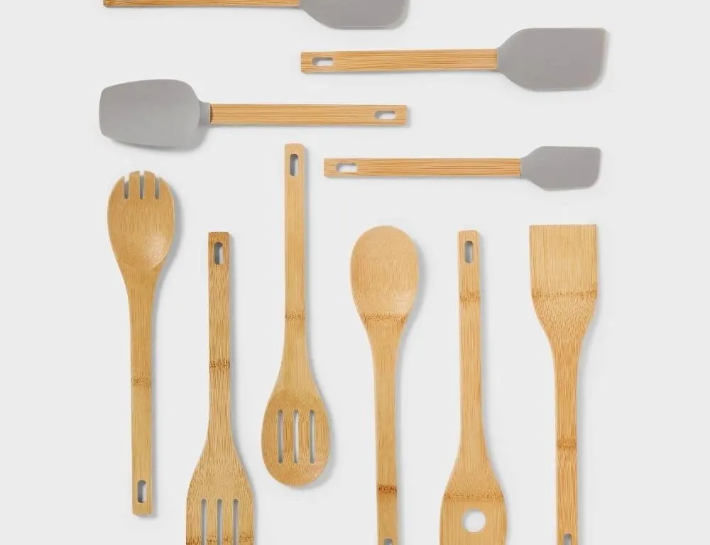 Room Essentials Bamboo Silicone Utensil Set 10pc