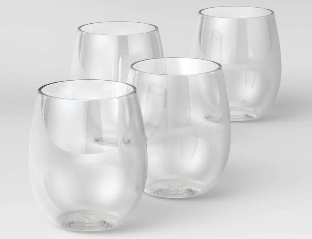 Room Essentials Stemless Plastic Wine Glasses 4pk