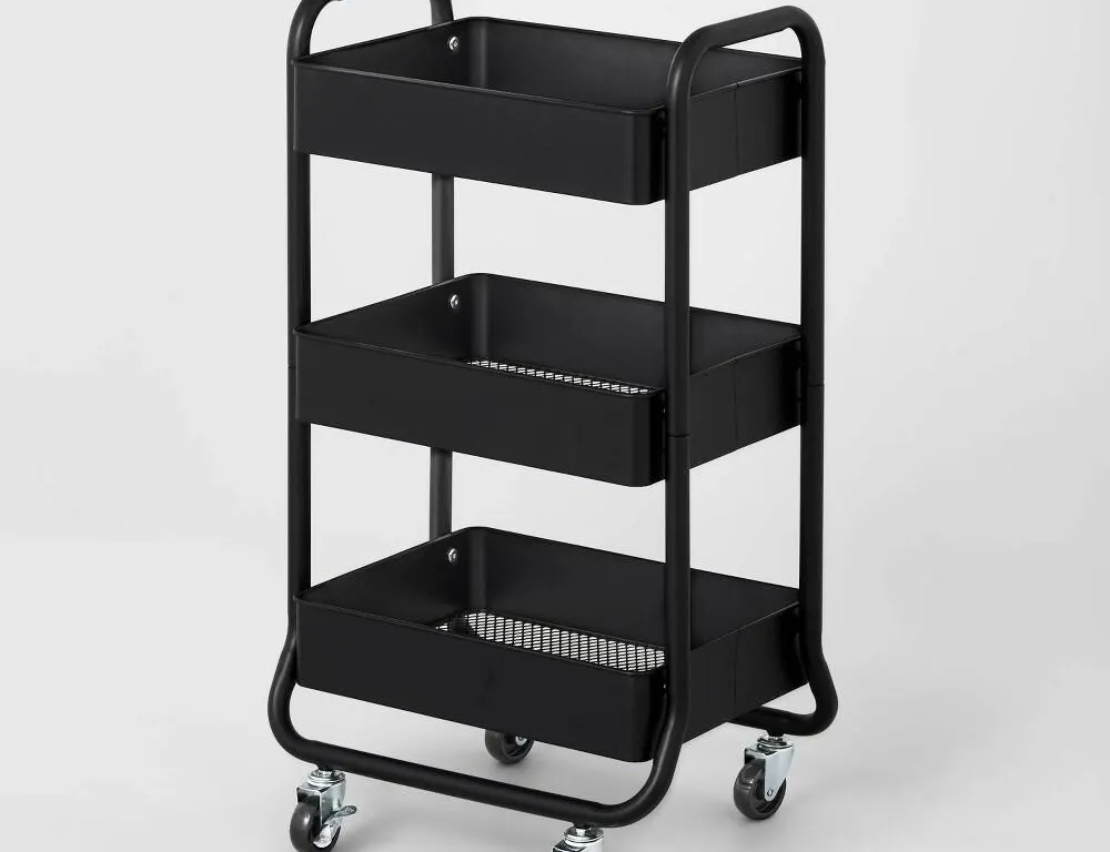 Brightroom 3-Tier Metal Utility Cart Black