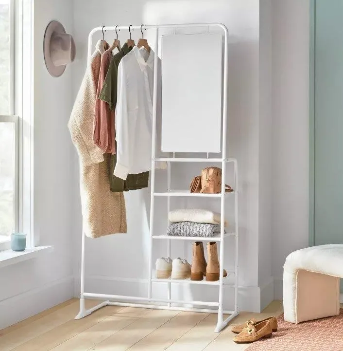 Brightroom 93145406 Metal Garment Rack With Mirror