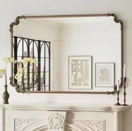 x32in Antique Gold Rectangular Wall Mirror