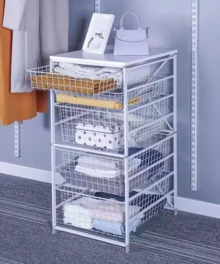 -Drawer Close Mesh Wire Basket 35.2 x 17.1 White