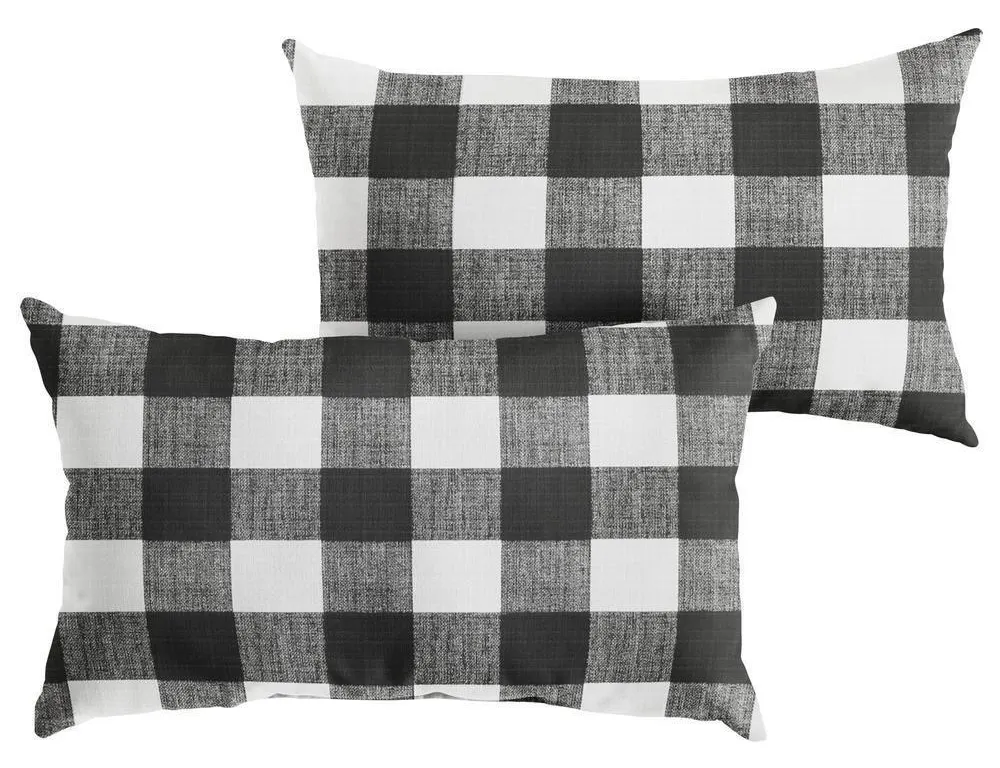 Sorra Home Buffalo Plaid Outdoor Lumbar Pillows...