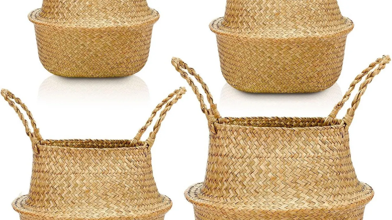 Qunclay Woven Seagrass Belly Baskets XS S M L