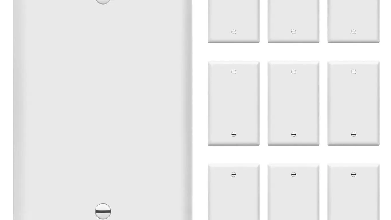 Enerlites Blank Wall Plate 1-Gang White 10pk
