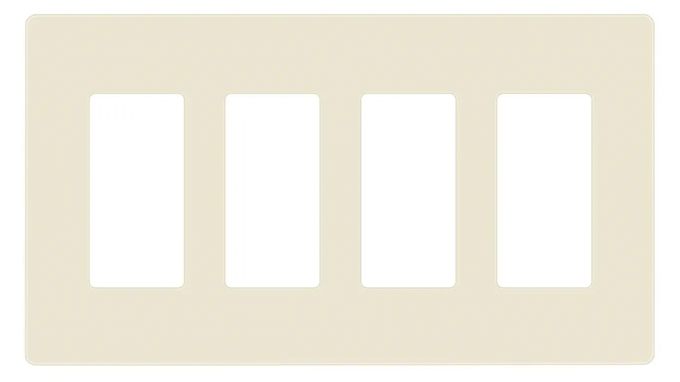 Enerlites 4-Gang Screwless Wall Plate Lt Almond