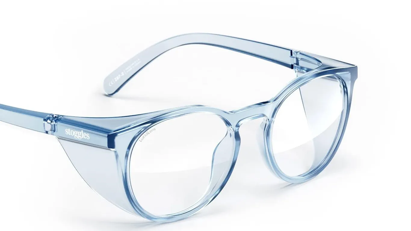 Stoggles Round Z87.1 Safety Glasses Sky Blue Med