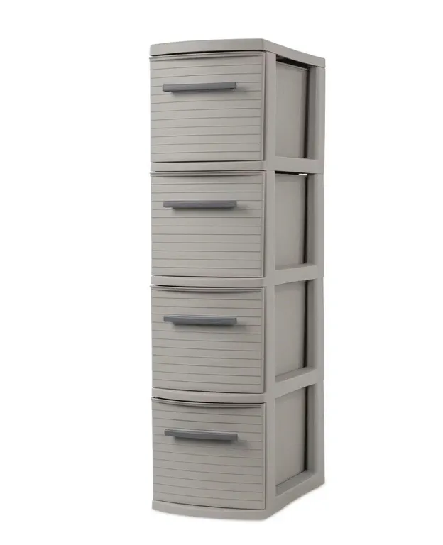 Brightroom 4-Drawer Skinny Storage Tower Gray