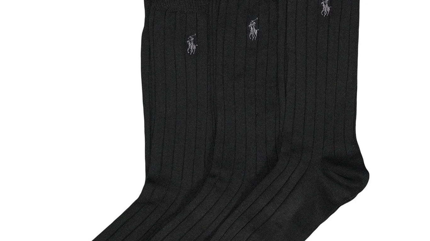Polo Ralph Lauren Ribbed Crew Socks Black 6-12.5