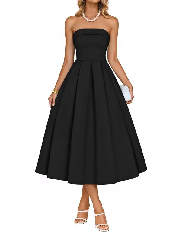 Zesica Womens Strapless Cocktail Dress Black XL