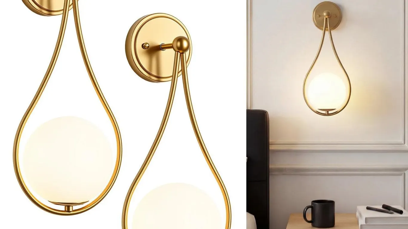 ElilyGiA Mid-Century Wall Sconces Gold 2pk