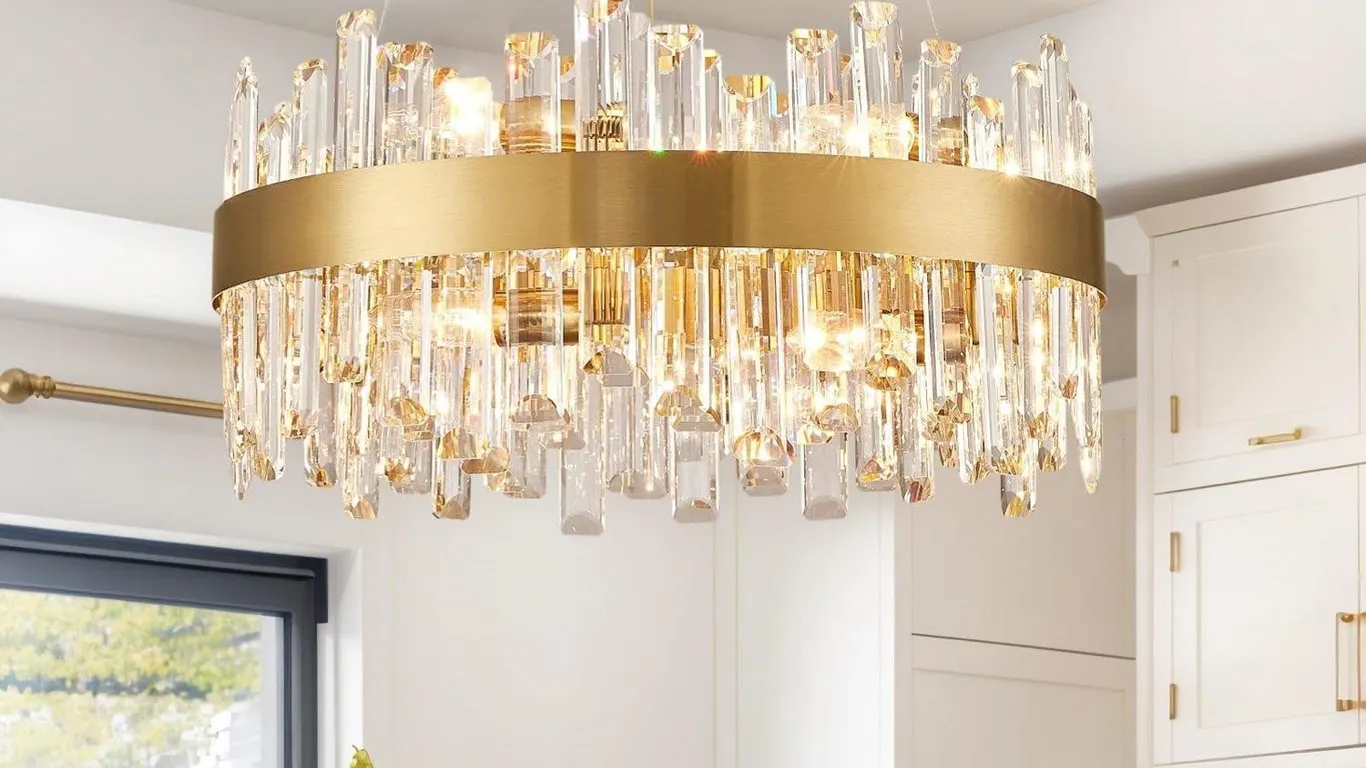 CROSSIO 12-Light Crystal Chandelier Gold 19.7