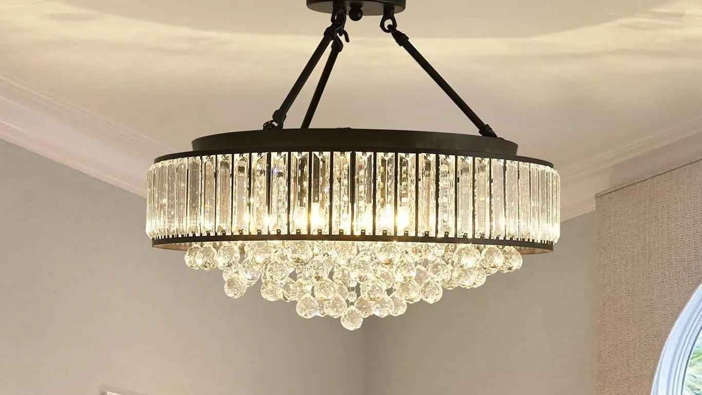YYJLX 6-Light Crystal Chandelier Flush Mount 21