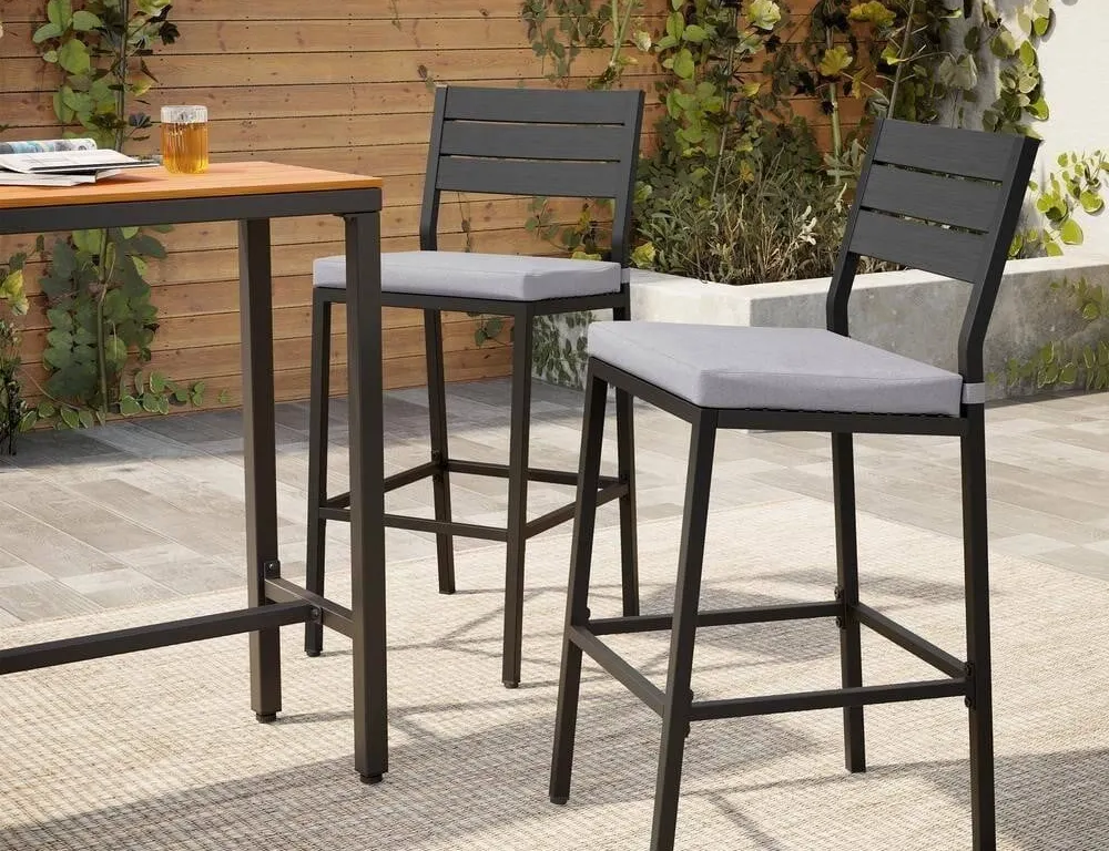 Pellebant PB-ST014LGY Outdoor Bar Stool 2pk