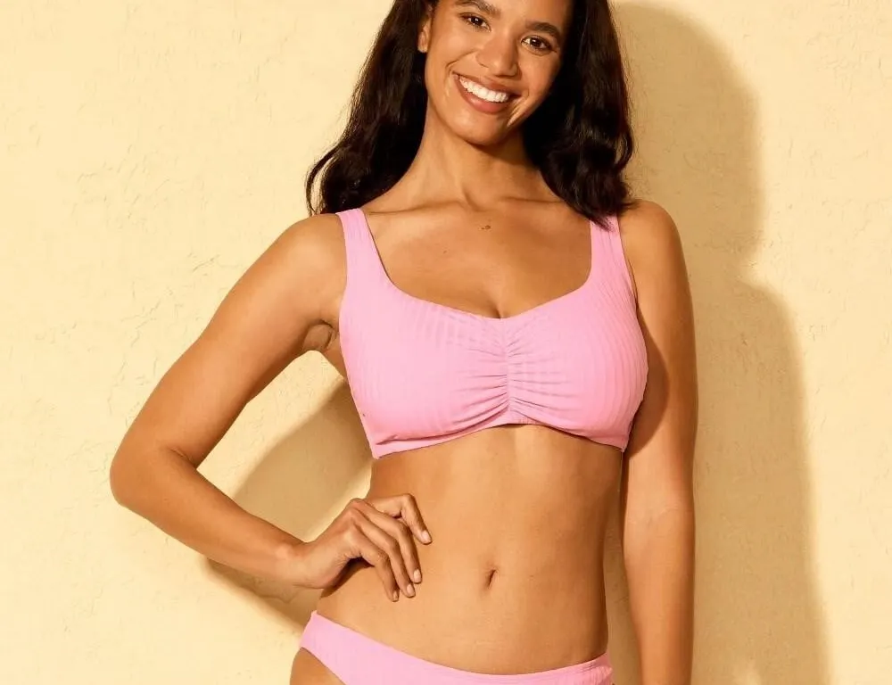 Shade Shore Ribbed Shirred Bralette Bikini DDD