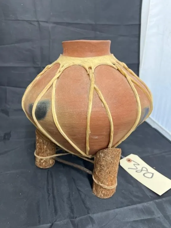 Native American Pottery Vessel w/Stand