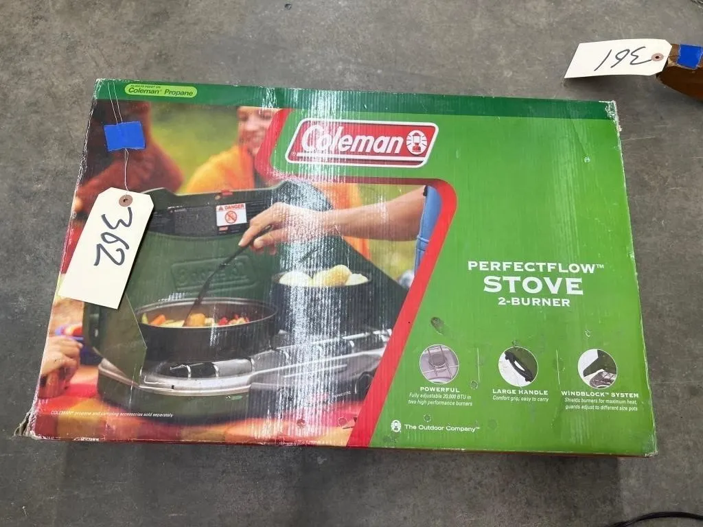 Coleman Perfect Flow 2-Burner Stove in box