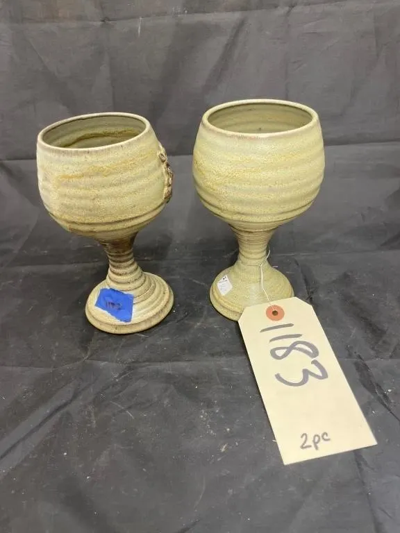 2 Pcs - Pottery Stem Cups