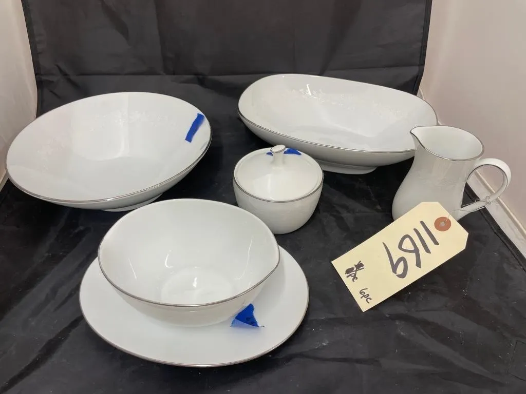 6 Pcs - Kenmark China Bowls - Sugar - Creamer -
