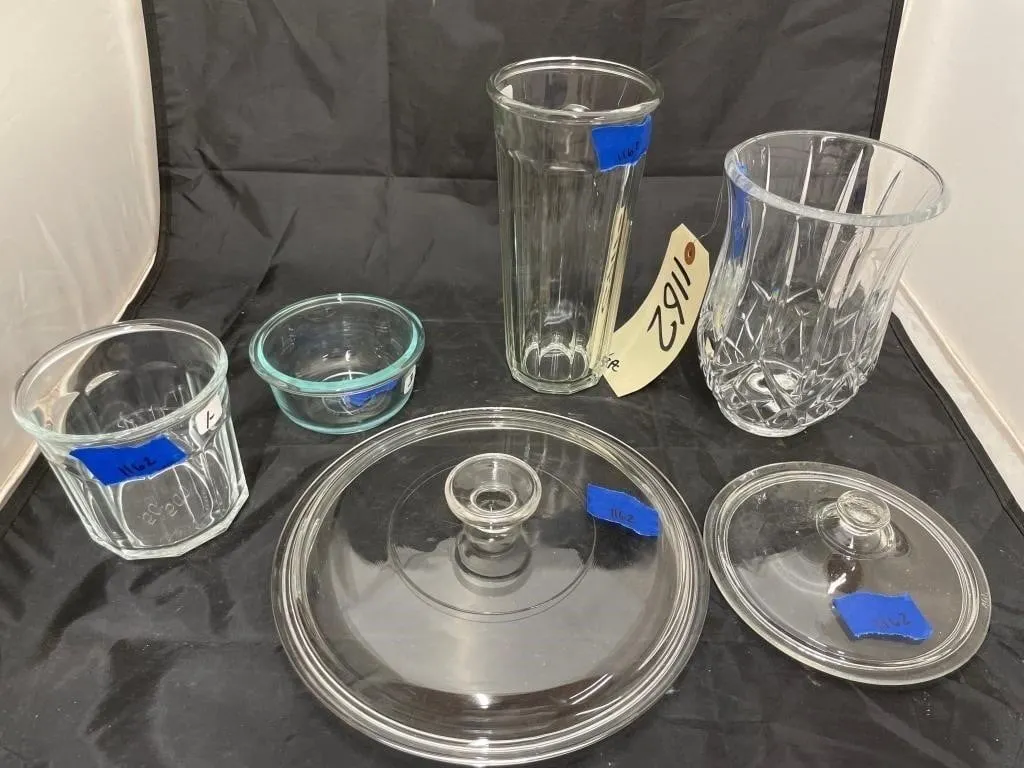 6 Pcs - Glass Lids - Glass Vase - Cup & Pyrex