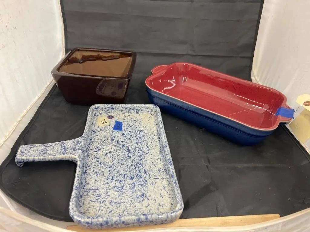 3 Pcs - Denby Pottery Casserole - Planter & Stonew