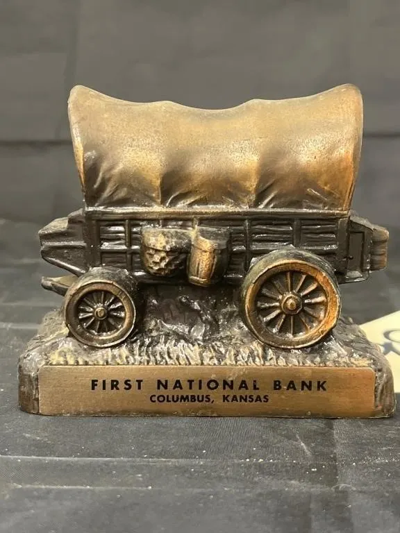 Columbus KS Covered Wagon Coin Bank